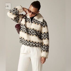 J.Crew Jacquard-print sherpa half-zip fleece pullover
